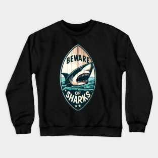 Beware of Sharks retro vintage Crewneck Sweatshirt